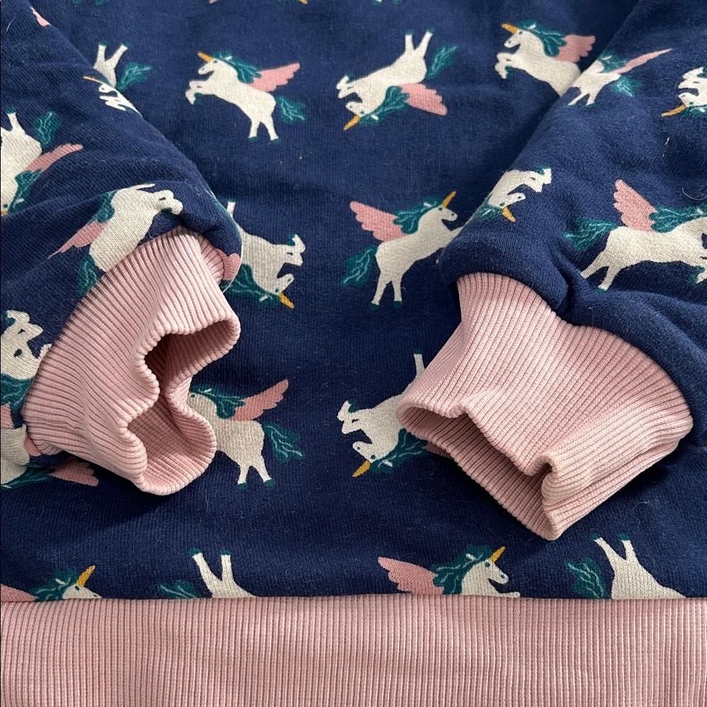 Hanna Andersson Sweatshirt Kids 5 Navy/Pink Unicorn Kids Fleece Lined - Picture 3 of 11
